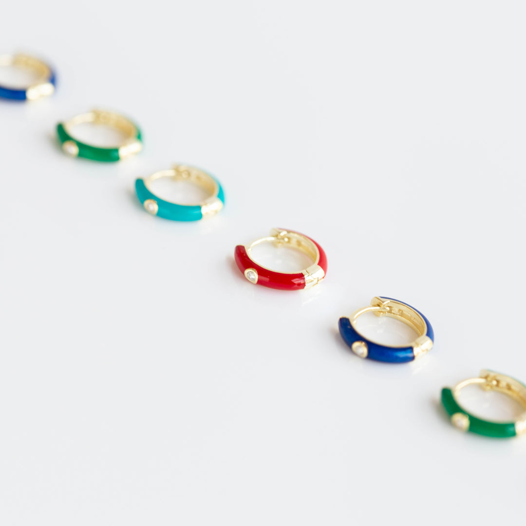 Enamel Huggie Hoop Earrings