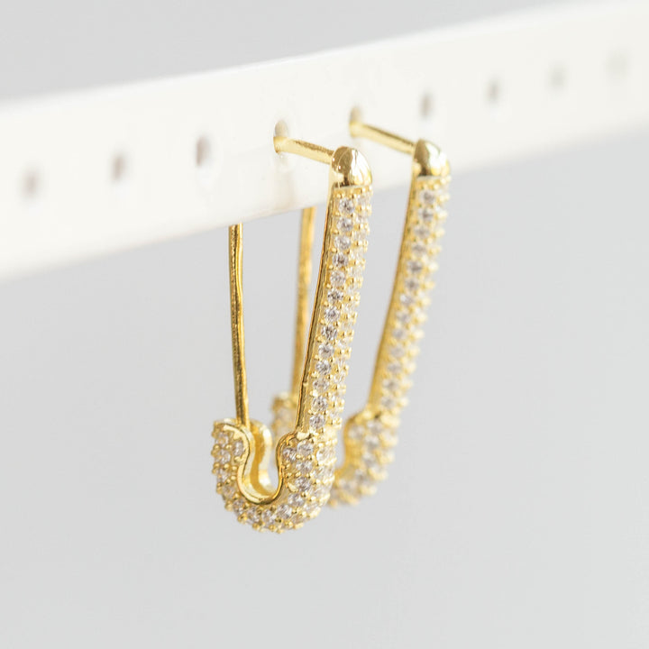 Diamond Safety pin earrings