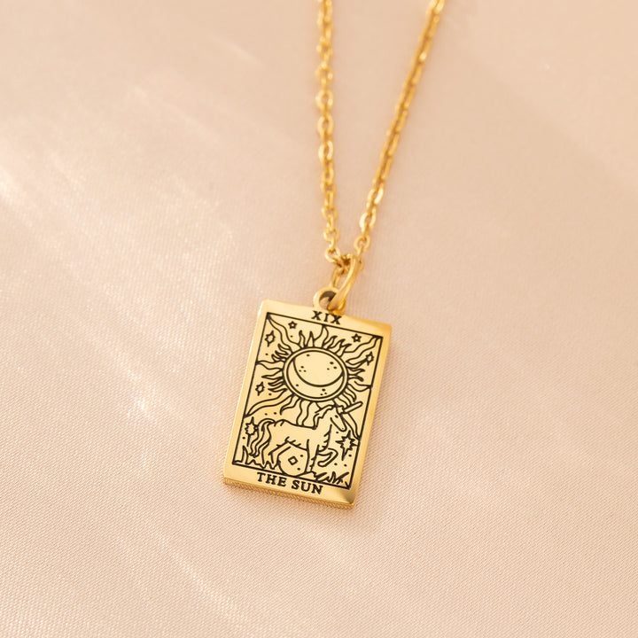 Custom Tarot Card Necklace – The Sun & High Priestess