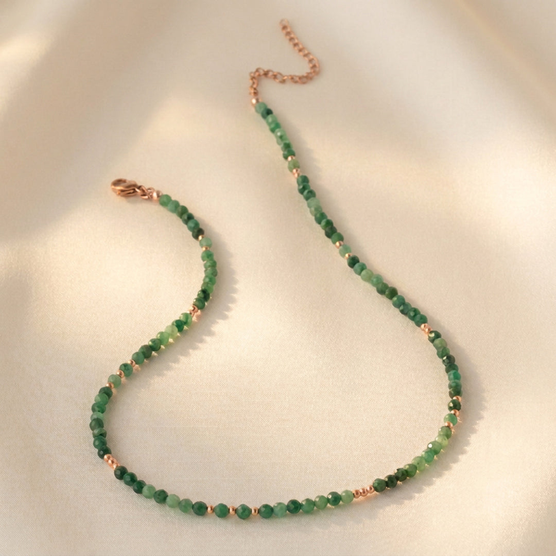 Rose gold filled jade necklace — handmade UK