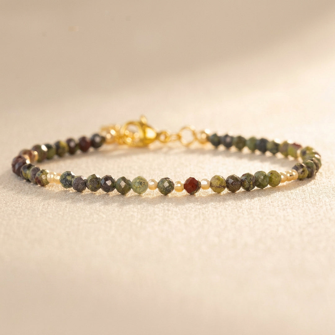 14K gold filled dragon blood jasper bracelet — handmade UK