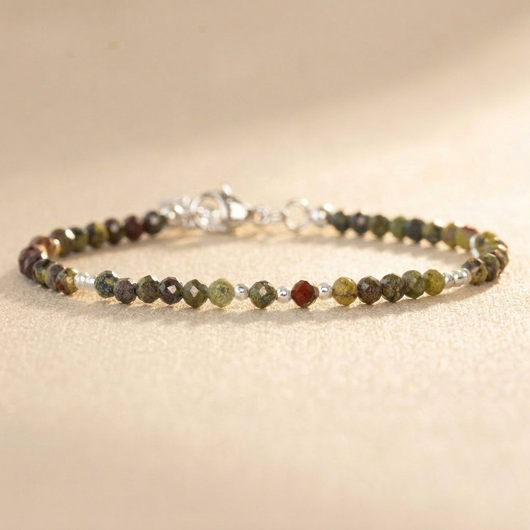 Sterling silver dragon blood jasper bracelet — handmade UK
