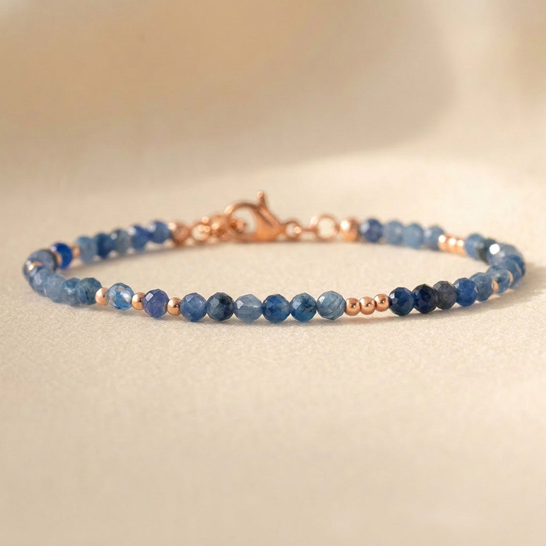 Rose gold filled blue kyanite bracelet — handmade UK

