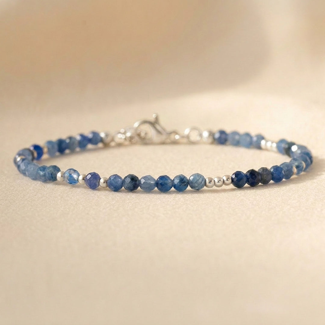 Sterling silver blue kyanite bracelet — handmade UK
