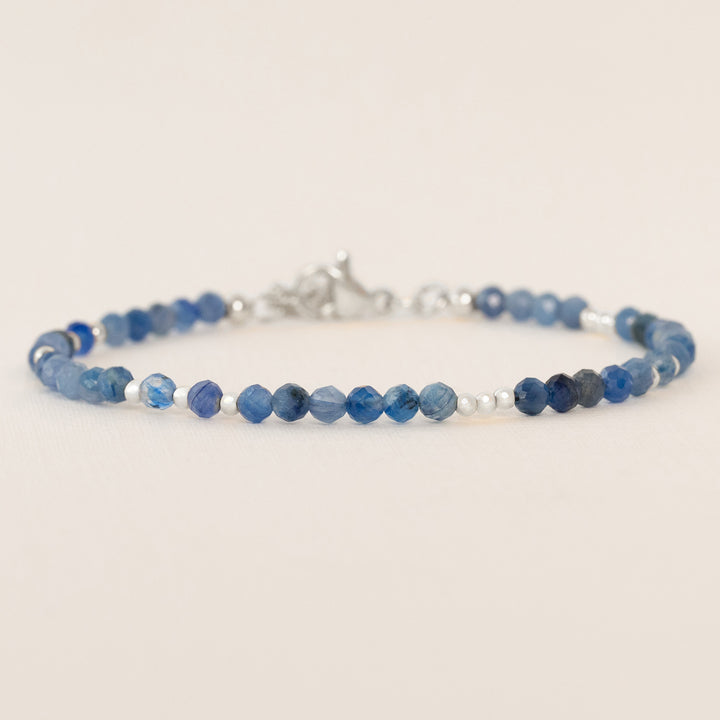Blue kyanite crystal bracelet sterling silver
