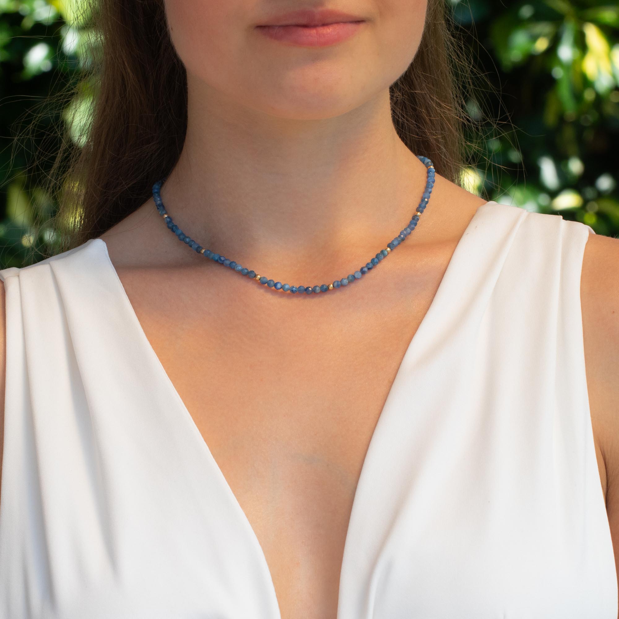 Blue Kyanite Necklace Blue Bead Necklace Abiza