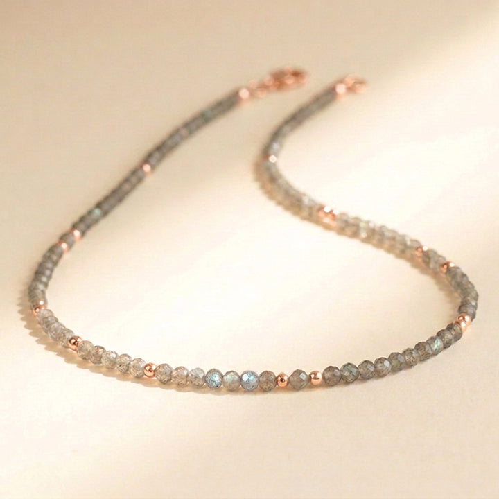Rose gold filled labradorite necklace — handmade UK