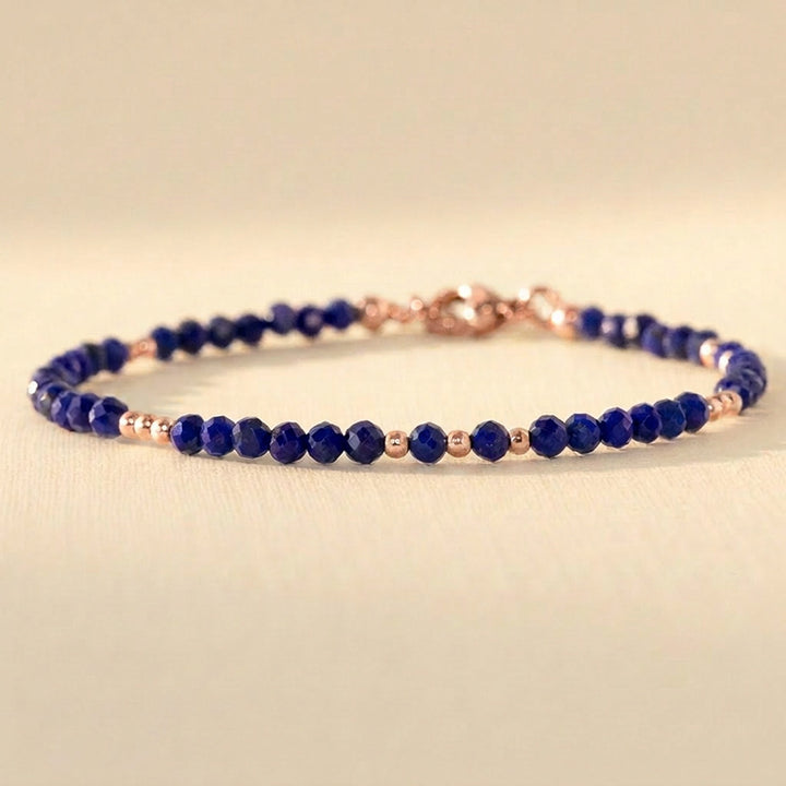 Rose gold filled lapis lazuli bracelet — handmade UK
