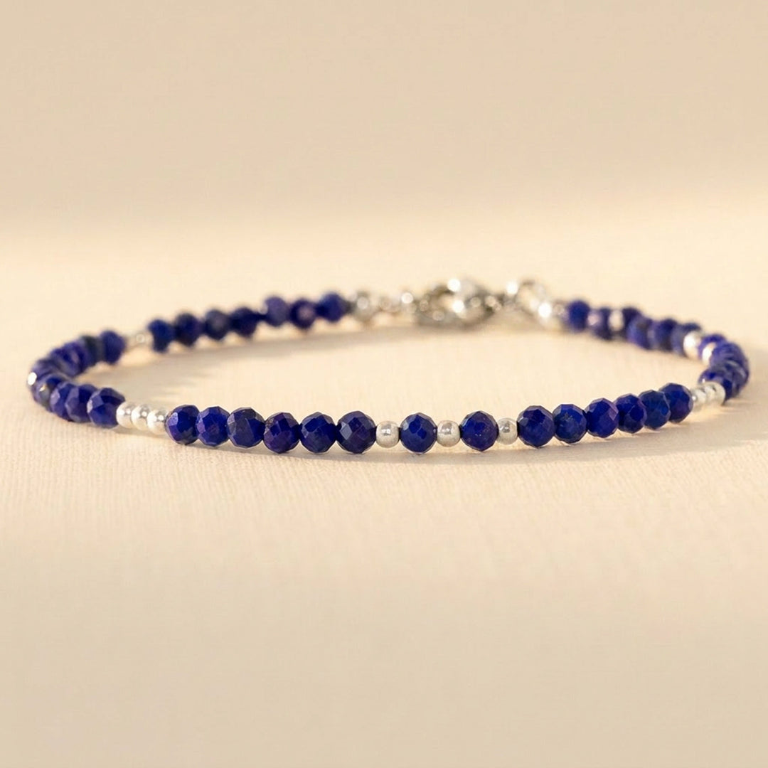 Sterling silver lapis lazuli bracelet — handmade UK