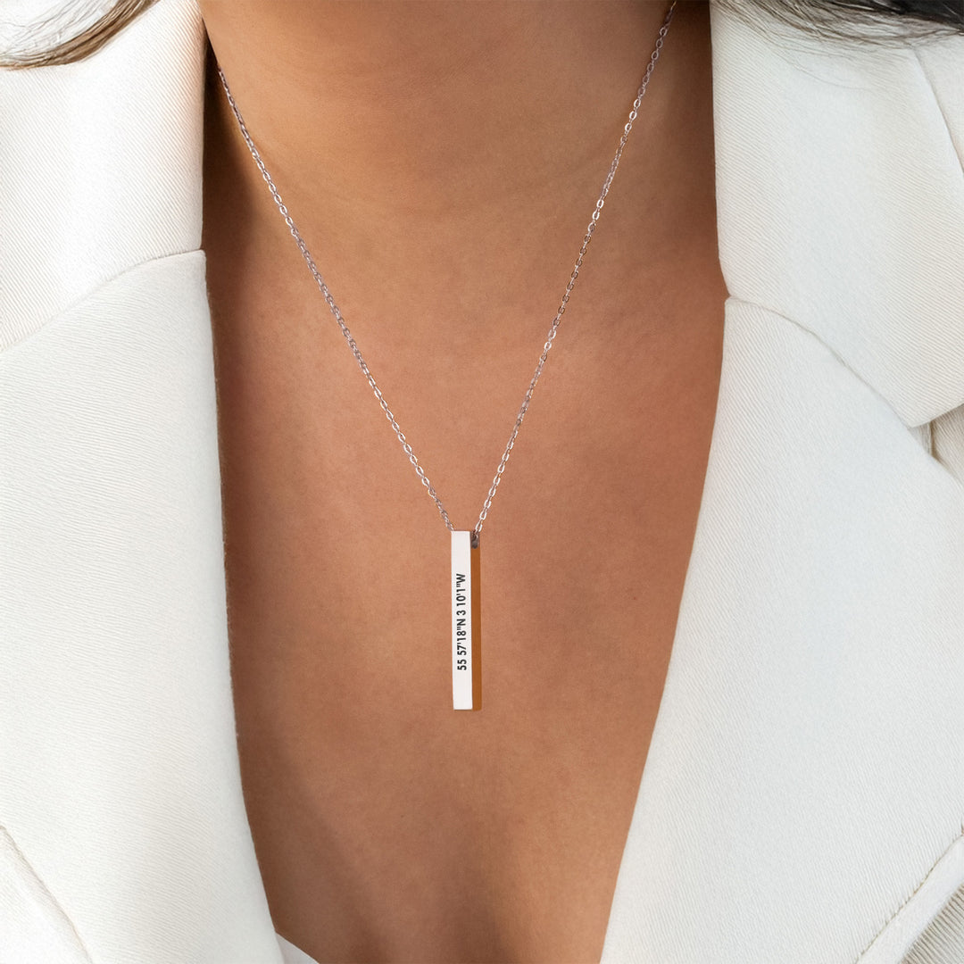 engraved coordinates necklace
