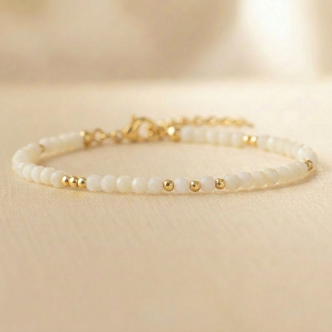 14K gold filled mother of pearl bracelet — handmade UK