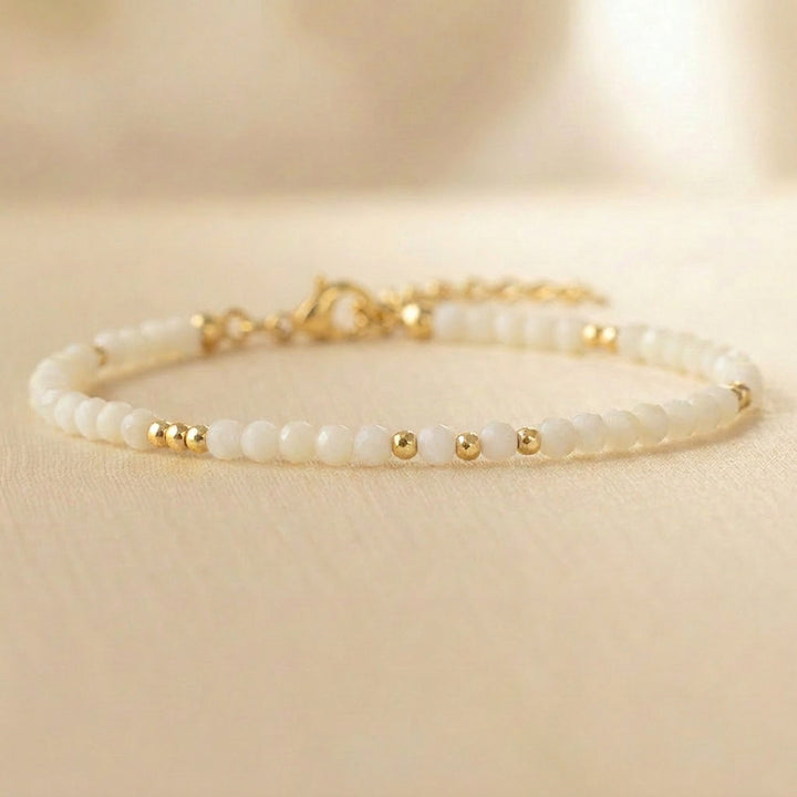 14K gold filled mother of pearl bracelet — handmade UK