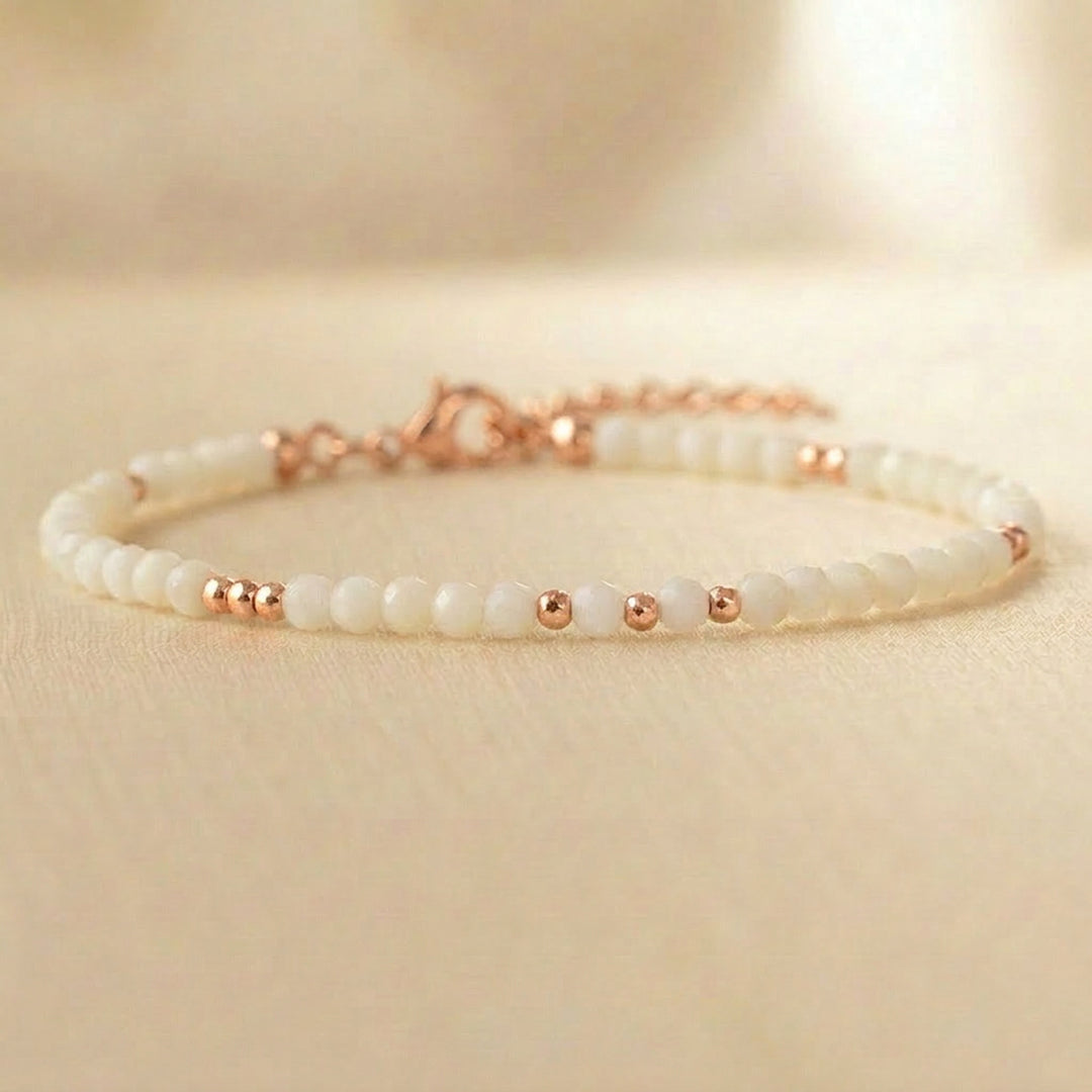 Rose gold filled mother of pearl bracelet — handmade UK