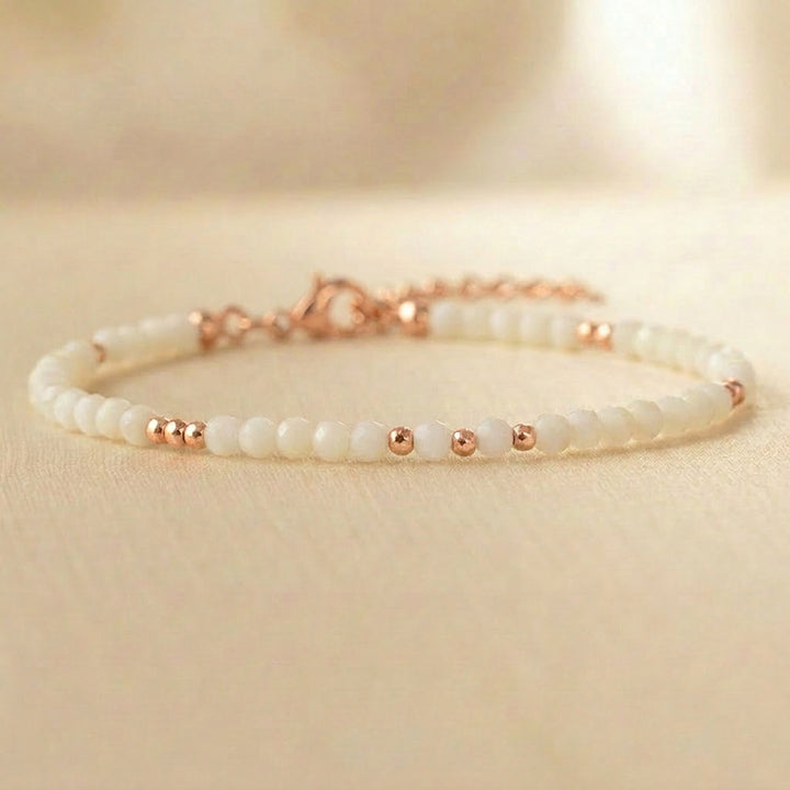 Rose gold filled mother of pearl bracelet — handmade UK