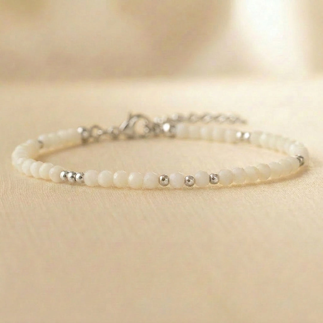 Sterling silver mother of pearl bracelet — handmade UK