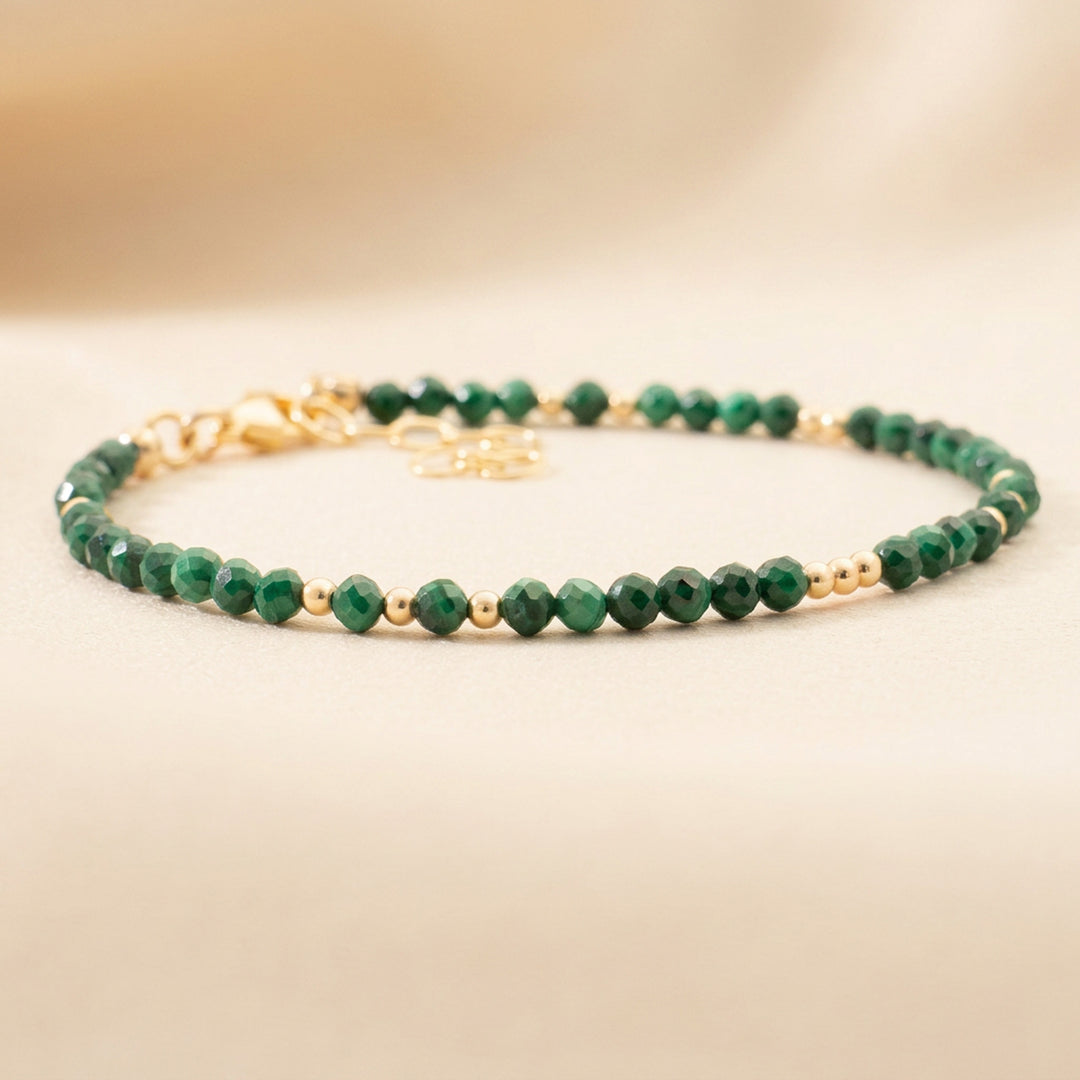 14K gold filled malachite bracelet — handmade UK