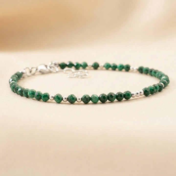 Sterling silver malachite bracelet — handmade UK