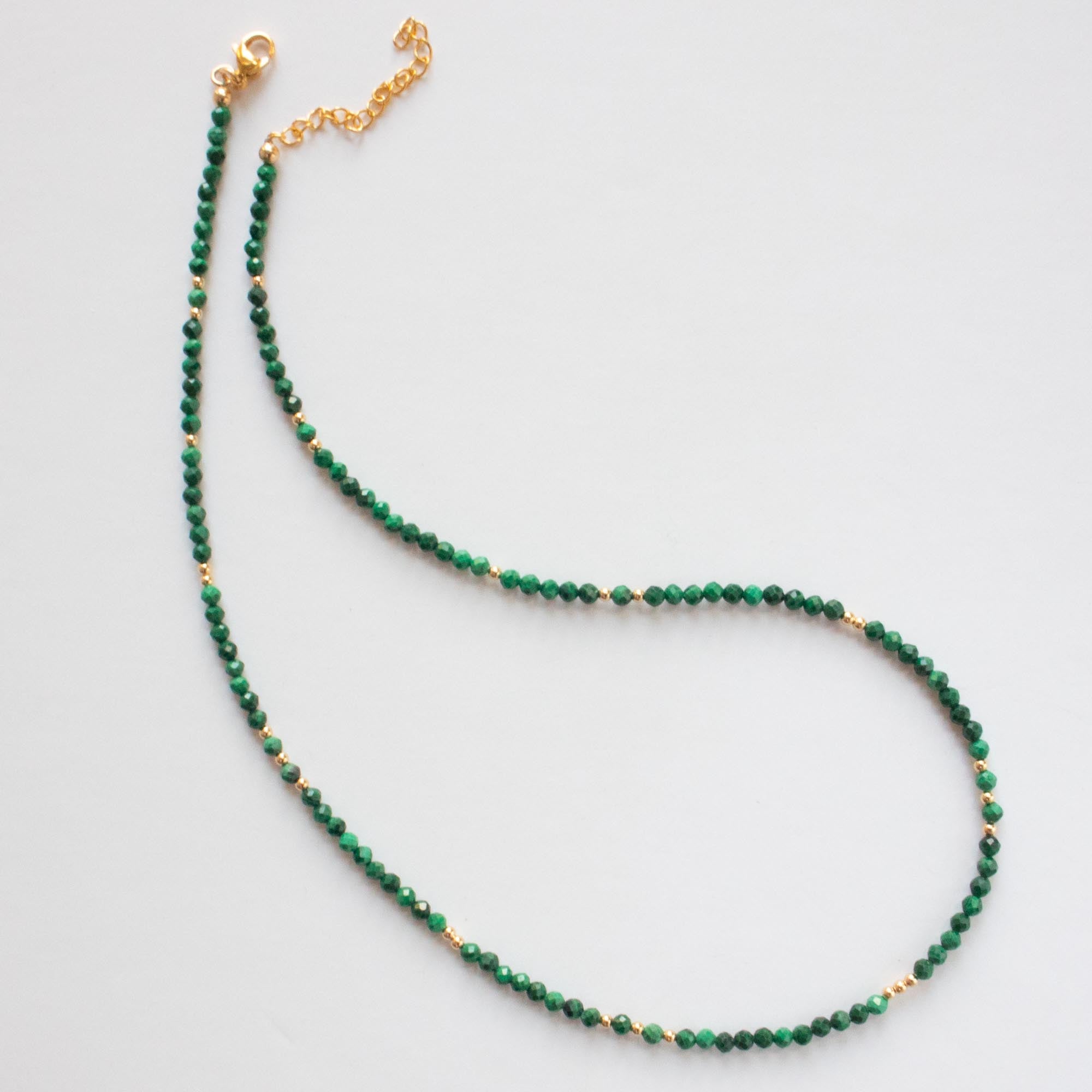 Malachite Necklace Silver Gold Malachite Bead Necklace Abiza