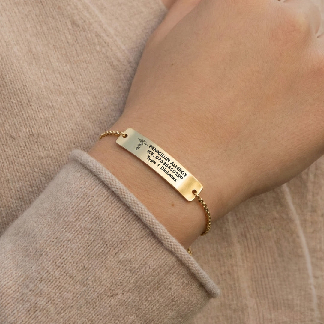 gold medical alert bracelet