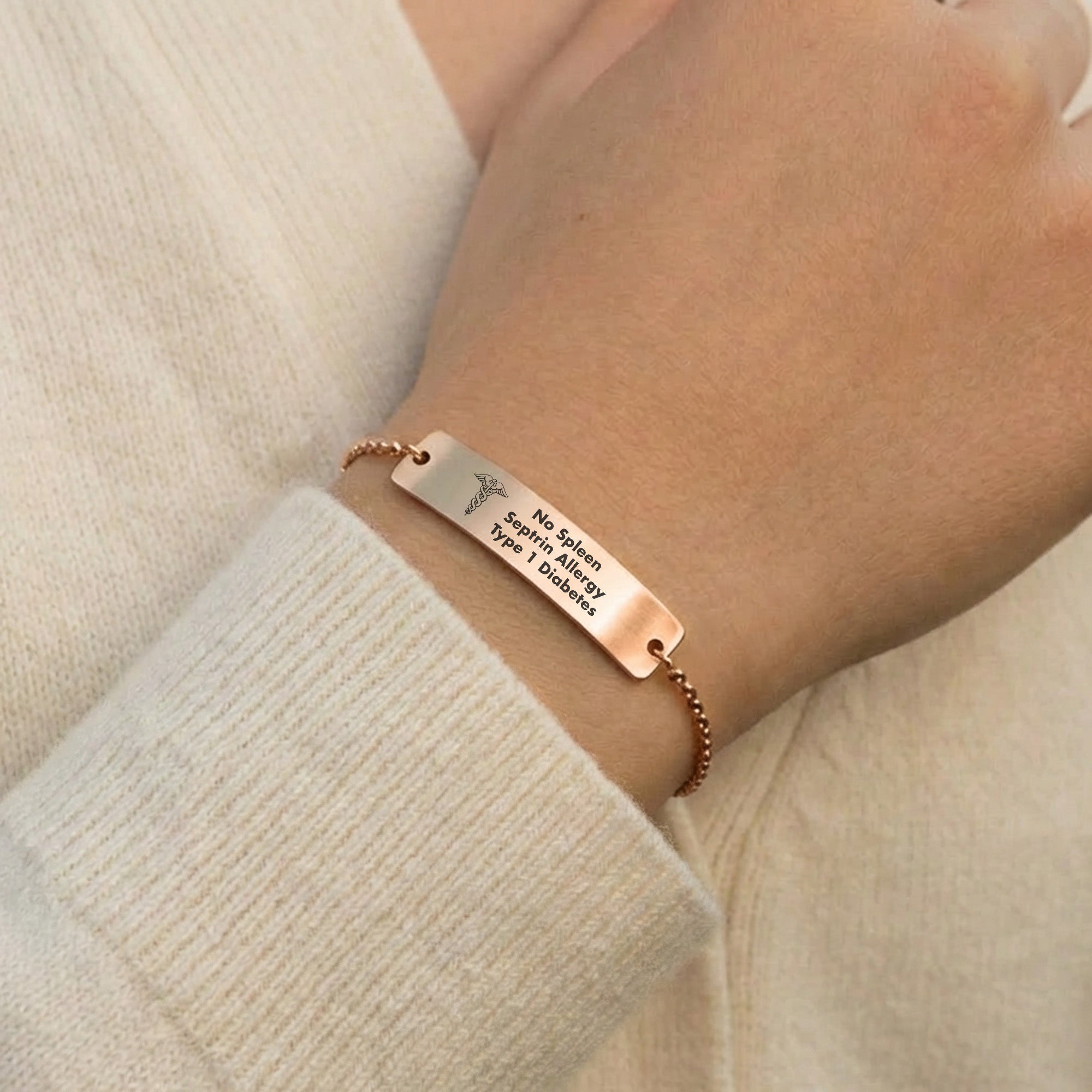 Women's Medical Alert Bracelet – Waterproof, Adjustable, Gold