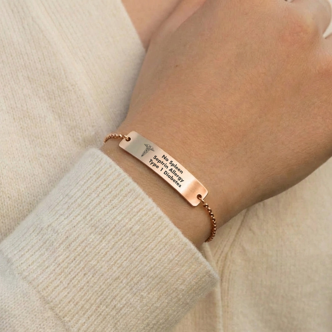 rose gold medical alert bracelet