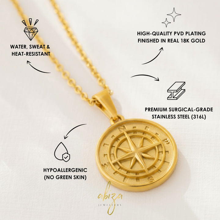 Compass Necklace Mens