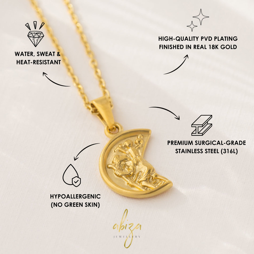 Small Gold Saint Cristopher Necklace