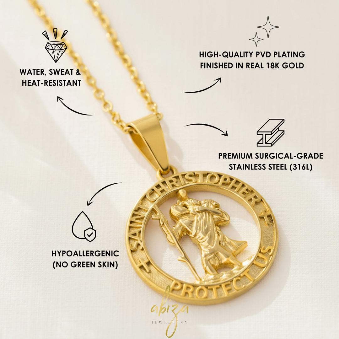 Gold Saint Cristopher Necklace 