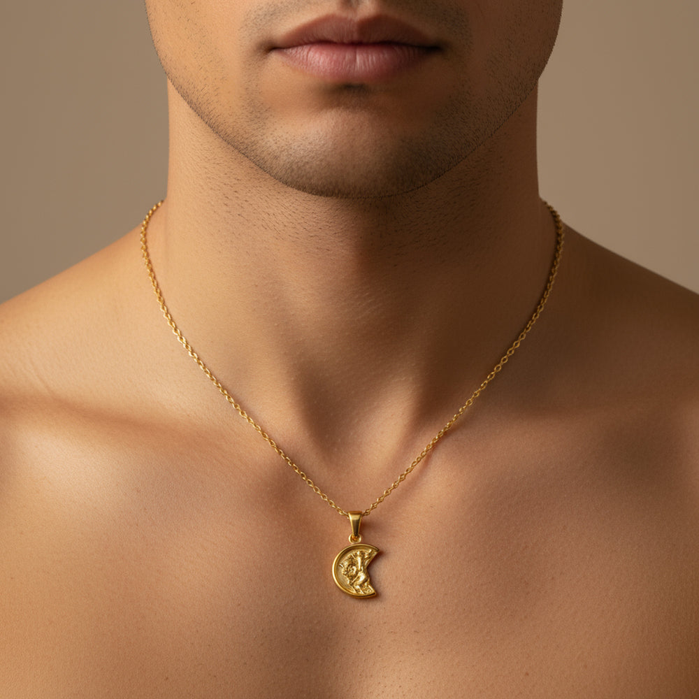 Mens Gold Saint Cristopher Necklace