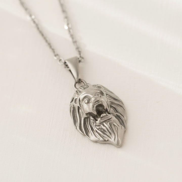 Mens Silver Lion Necklace