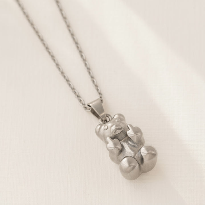 Silver Teddy Bear Necklace