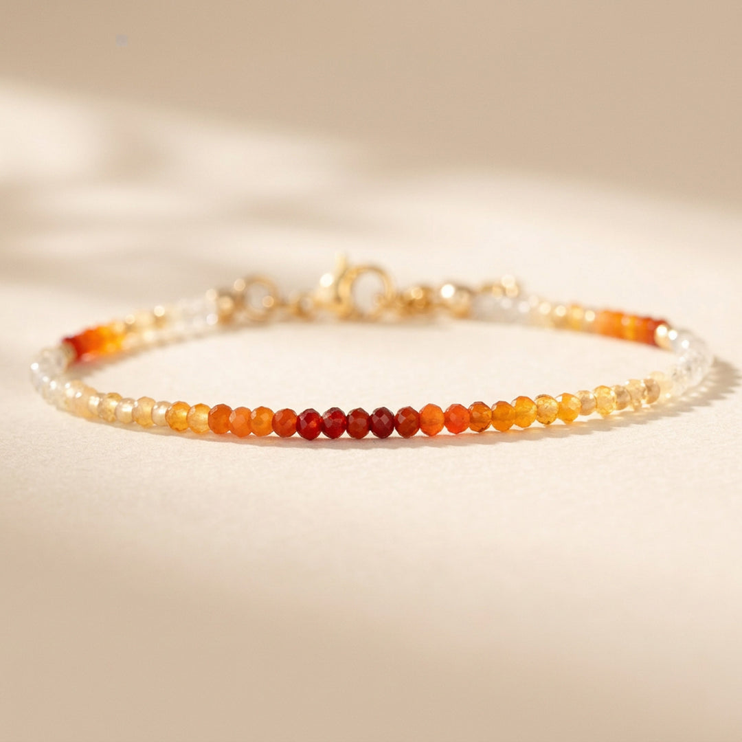 14K gold filled Mexican fire opal bracelet — handmade UK