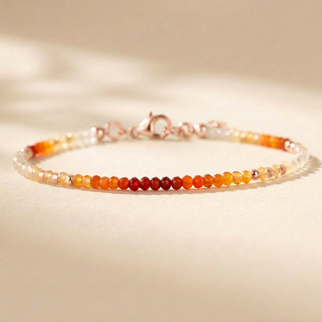 Rose gold filled Mexican fire opal bracelet — handmade UK