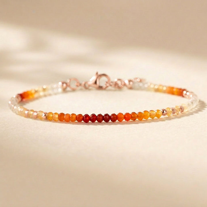 Rose gold filled Mexican fire opal bracelet — handmade UK