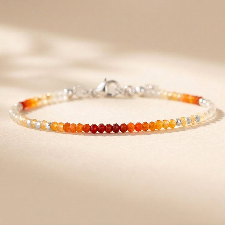 Sterling silver Mexican fire opal bracelet — handmade UK