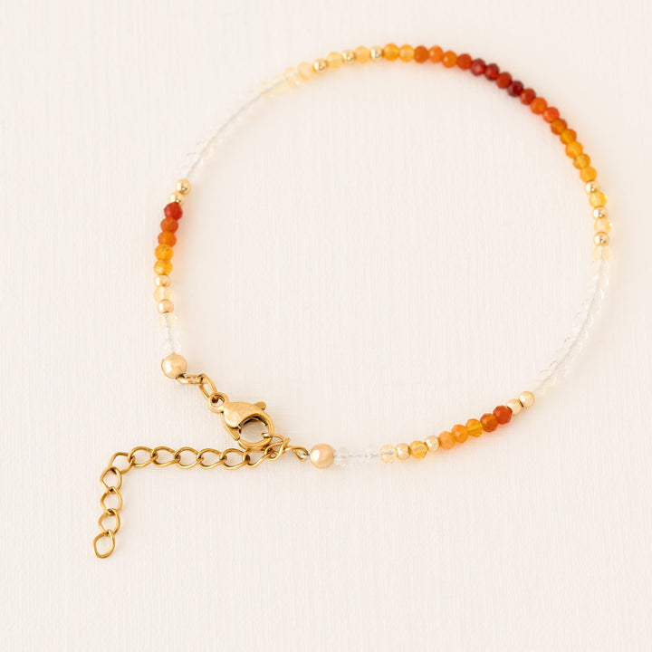 Mexican fire opal bracelet close up of beads— handmade UK