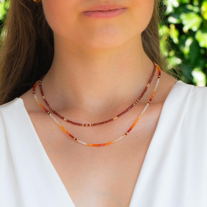 Garnet and Fire Opal Necklaces