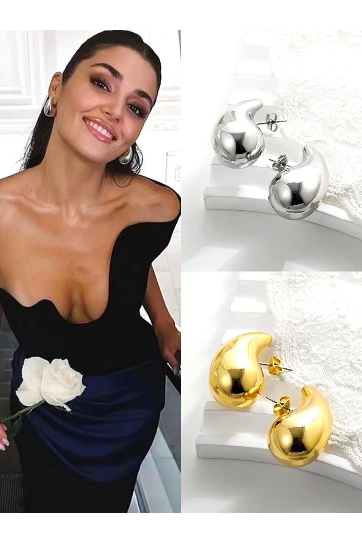 Chunky Gold Teardrop Earrings | Statement 18K | Abiza