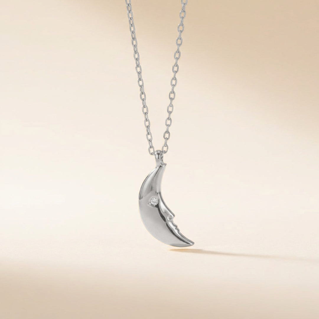 Sterling silver crescent moon necklace minimalist pendant