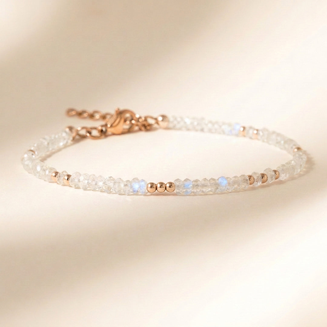 Rose gold filled rainbow moonstone bracelet — handmade UK