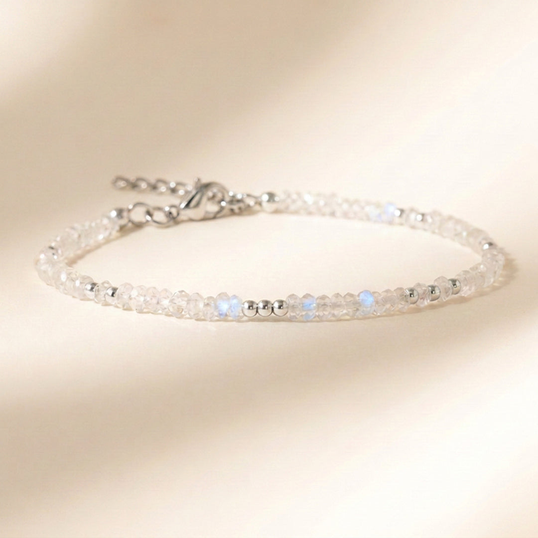 Sterling silver rainbow moonstone bracelet — handmade UK