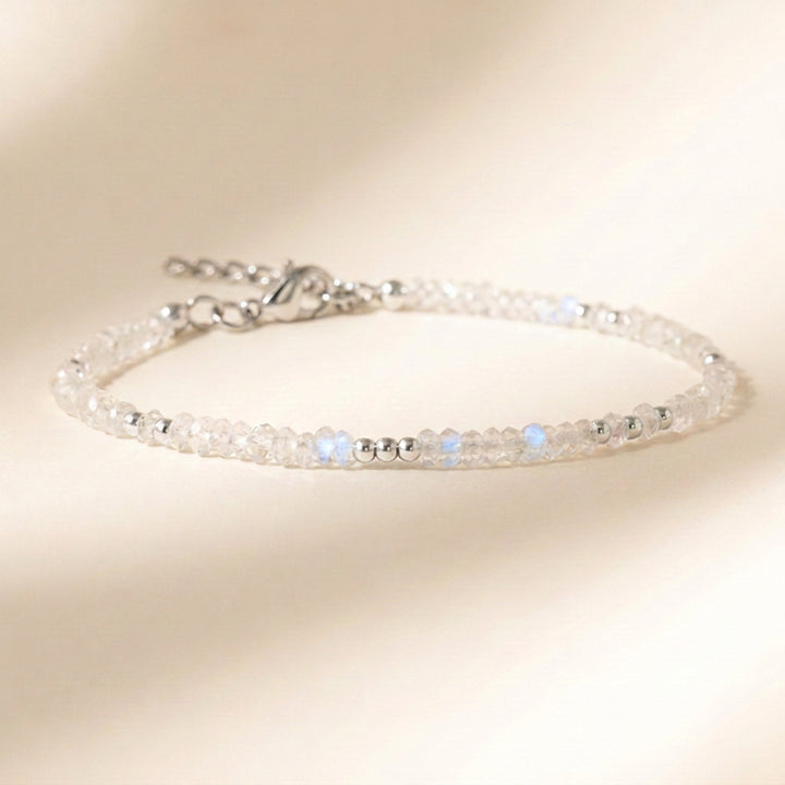 Sterling silver rainbow moonstone bracelet — handmade UK