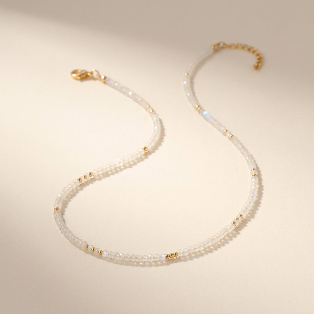 14K gold filled rainbow moonstone necklace — handmade UK