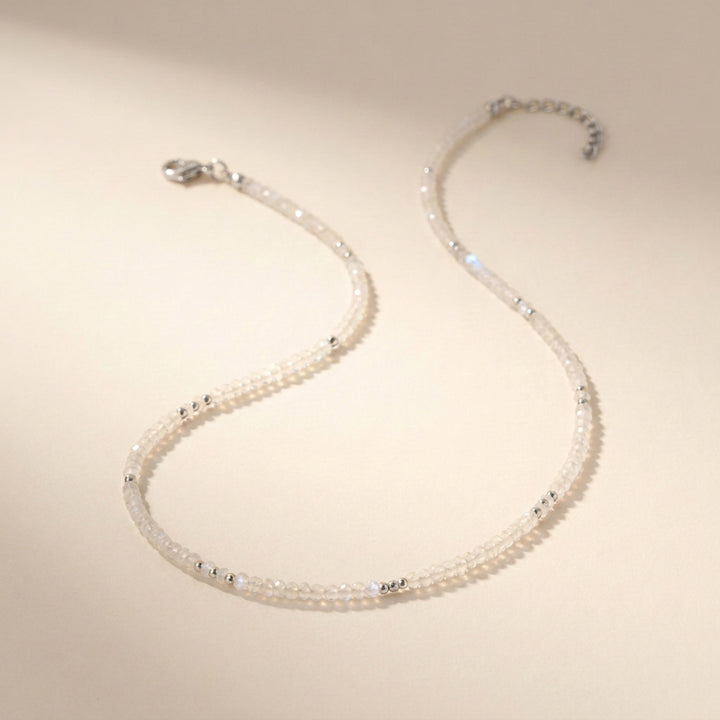 Sterling silver rainbow moonstone necklace — handmade UK