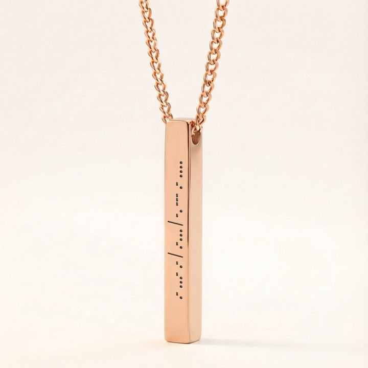 Morse Code Necklace – Personalised 4-Sided Bar Pendant