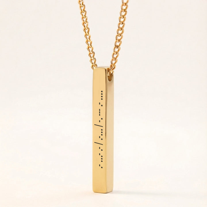 Gold morse code necklace