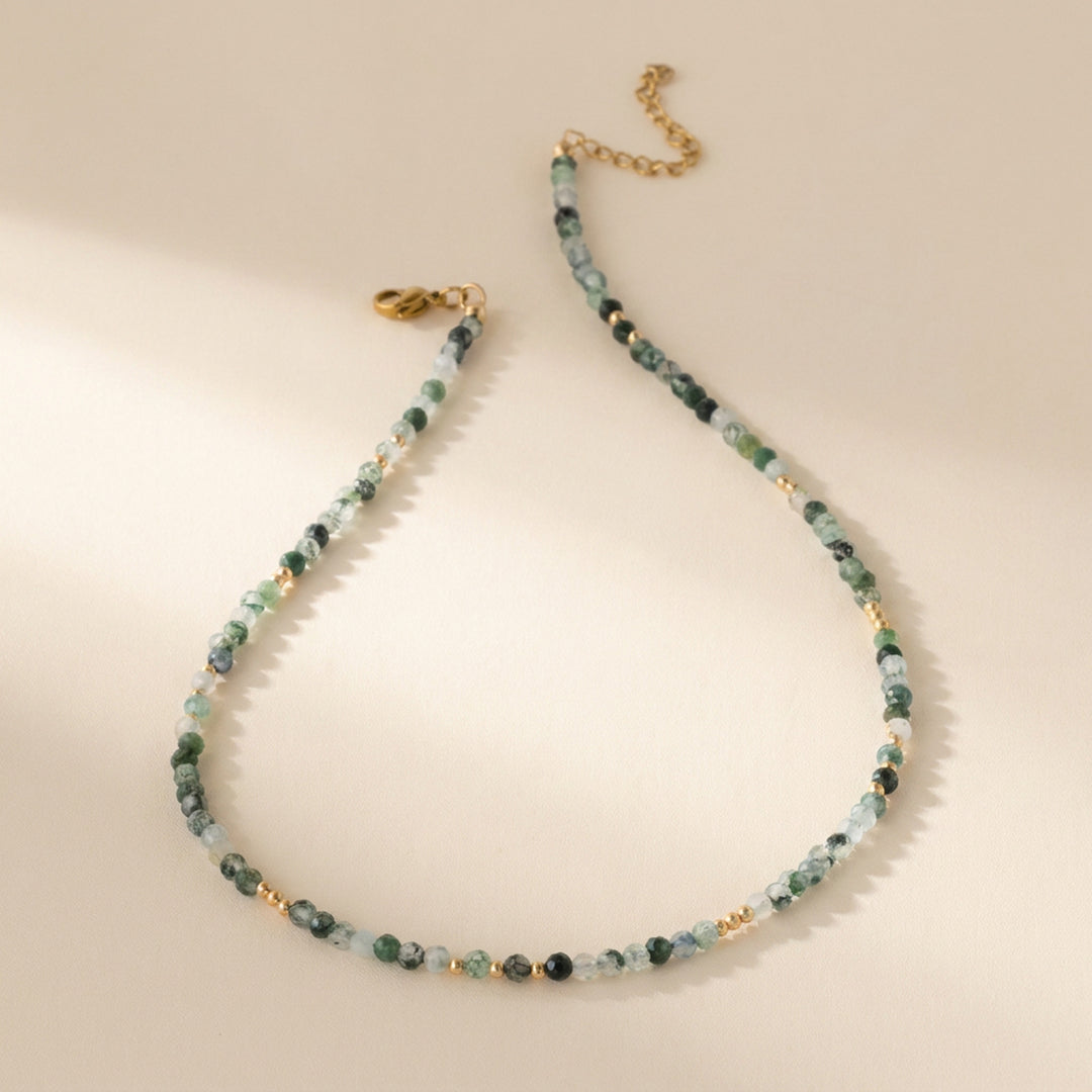 14K gold filled moss agate necklace — handmade UK