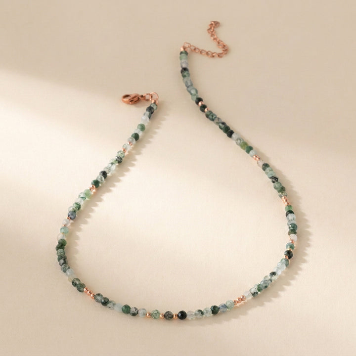 Rose gold filled moss agate necklace — handmade UK