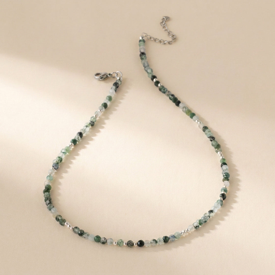 Sterling silver moss agate necklace — handmade UK