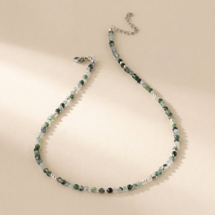 Sterling silver moss agate necklace — handmade UK